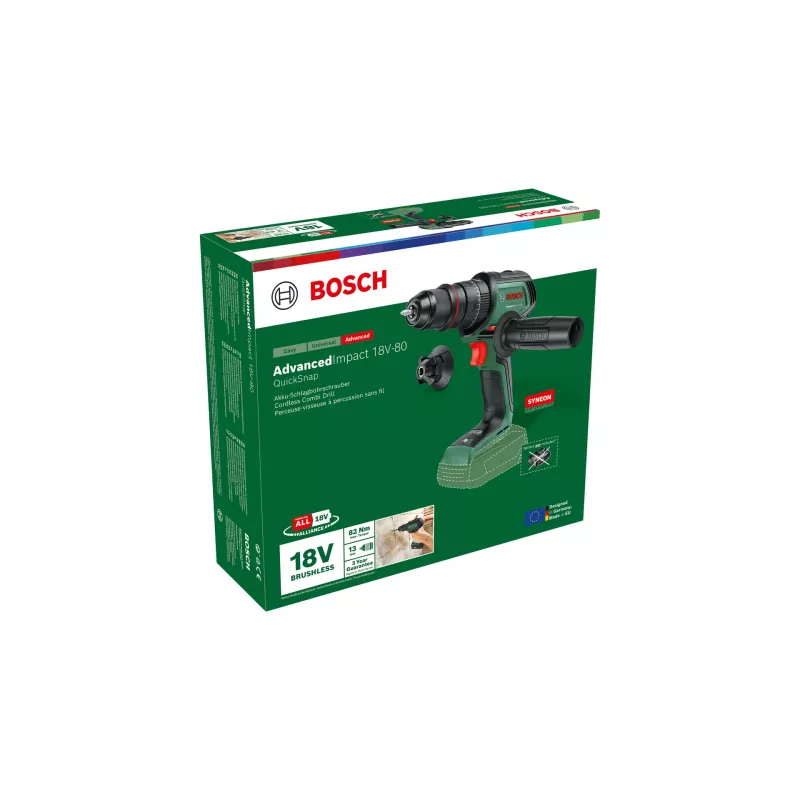 Bosch AdvancedImpact 18V-80 QuickSnap accu-klopboormachine, 18 V, Solo (zonder accu en lader), groen