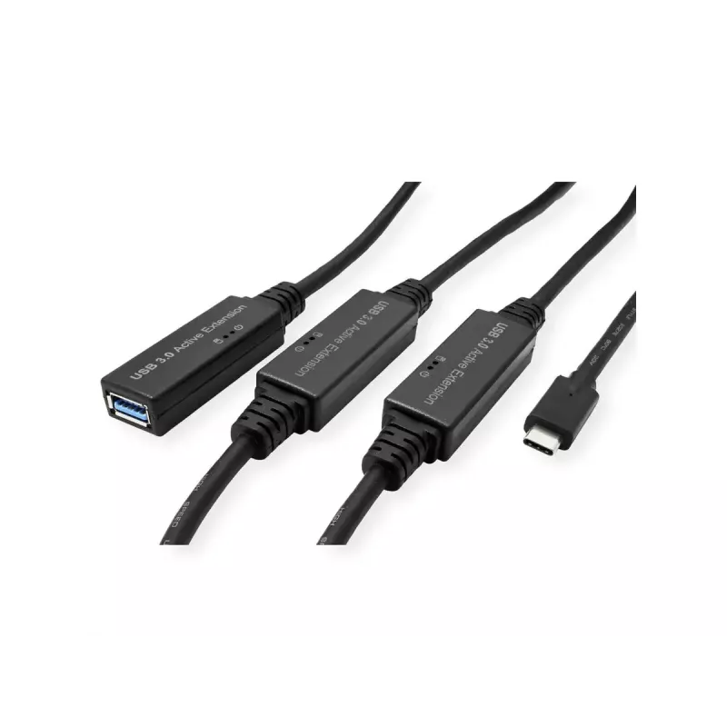 ROLINE USB-kabel 12.04.1068 USB 3.2 Gen 1 20 m USB-C USB-A zwart