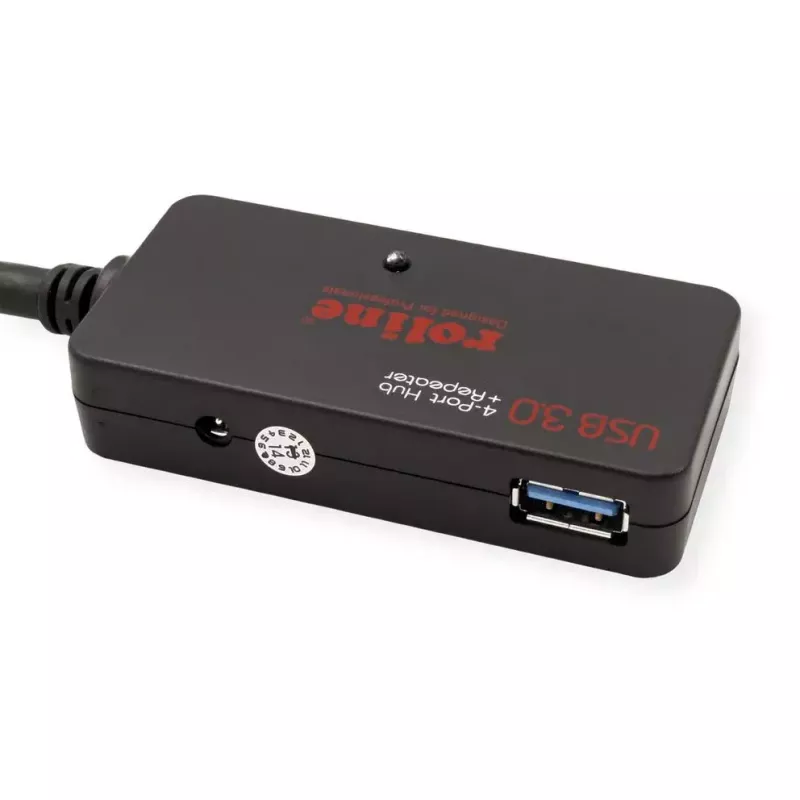 ROLINE USB 3.2 Gen 1-hub 4 poorten met repeater zwart 10 m