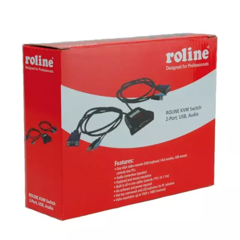 KVM-switch ROLINE Star 1 gebruiker 2 pc's audio USB