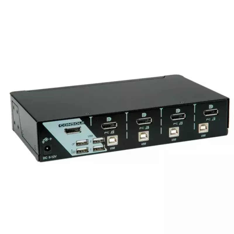 KVM-switch ROLINE 1 gebruiker 4 pc's DisplayPort met USB-hub