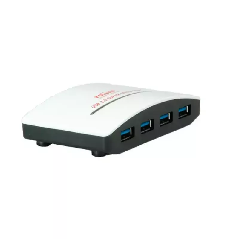 USB-hub ROLINE zwart & wit 4 poorten met voeding