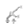 ROLINE 17.03.1158 dubbele monitorarm, tafelklem, gasveer, 5 scharnierpunten, 17–32 inch, tot 2x 9 kg, zilver