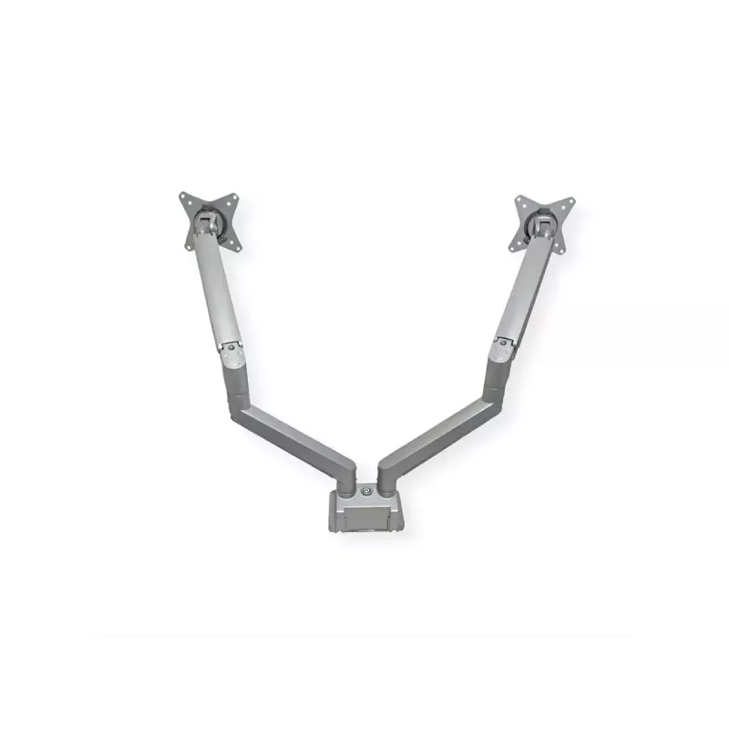 ROLINE 17.03.1158 dubbele monitorarm, tafelklem, gasveer, 5 scharnierpunten, 17–32 inch, tot 2x 9 kg, zilver