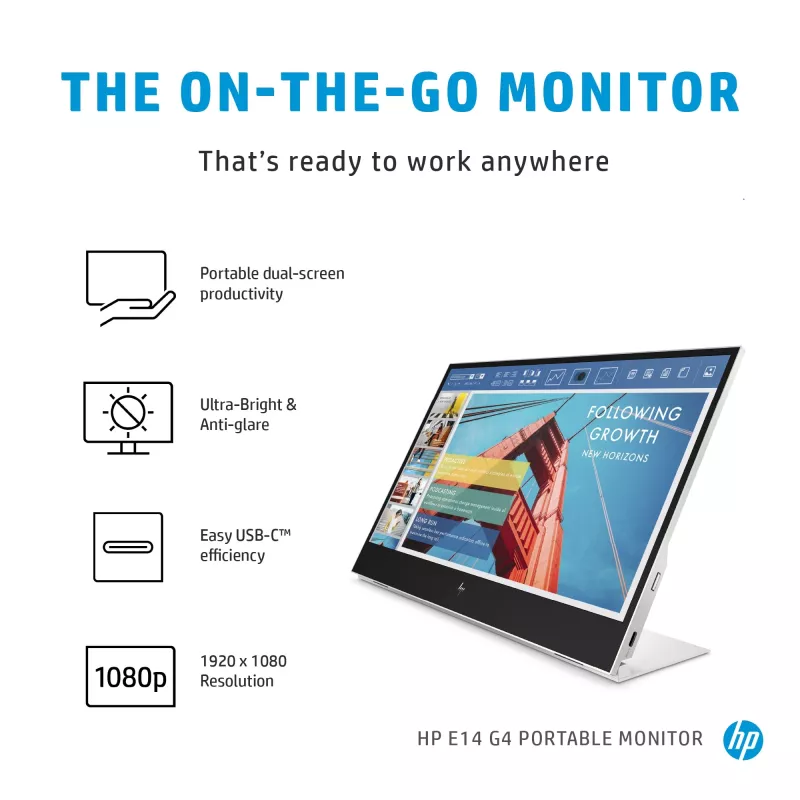 HP E-Series E14 G4 computermonitor 35,6 cm (14 inch) 1920 x 1080 pixel Full HD LED wit
