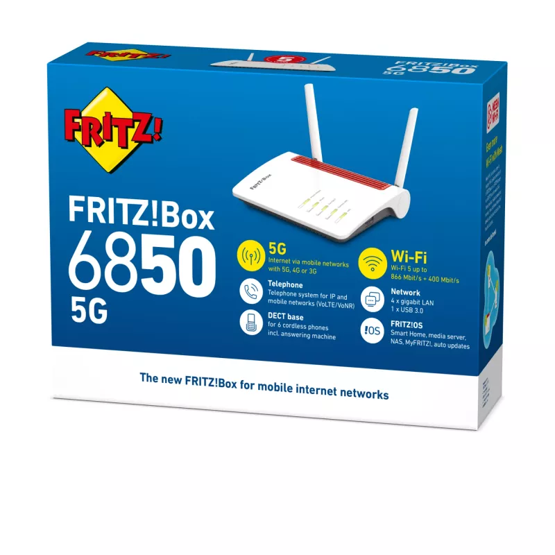 Box 6850 5G WLAN-router Gigabit Ethernet dualband (2,4 GHz / 5 GHz) wit