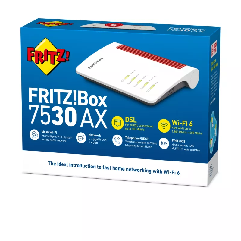 Box FRITZ! 7530 AX WLAN-router Gigabit Ethernet dualband (2,4 GHz / 5 GHz) wit