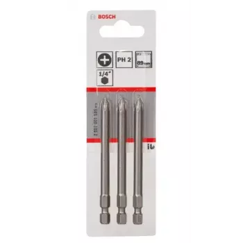 Schroefbits Bosch 2607001535 extra hard PH2 3 stuks 89 mm