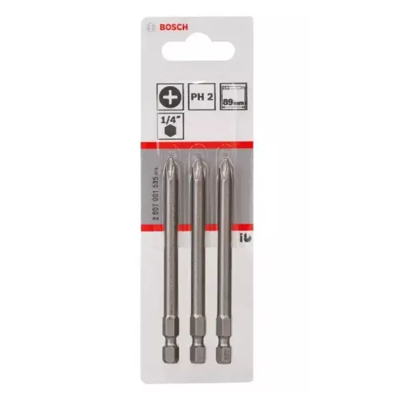 Schroefbits Bosch 2607001535 extra hard PH2 3 stuks 89 mm