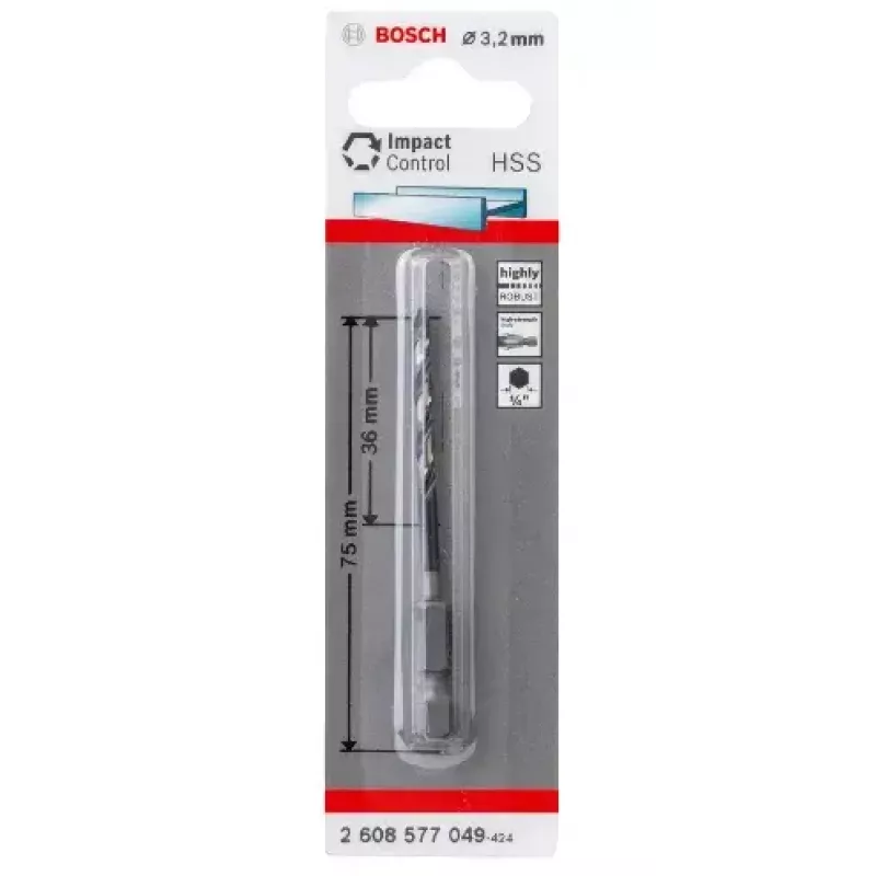 Bosch 2608577049 HSS-metaalspiraalboor 3,2 mm, 75 mm, DIN 338