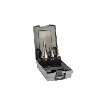 Stappenboor-set Bosch HSS met 3-vlakschacht voor aluminium, kunststof