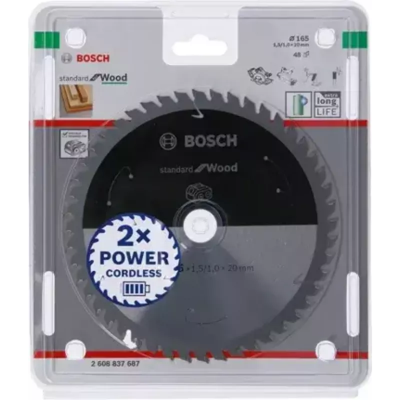 Bosch 2 608 837 687 Standard for Wood cirkelzaagblad, 165 mm, 48 tanden