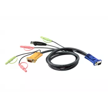 ATEN USB KVM-kabel 3m, 3 m, VGA, zwart, HD-15, USB A, 2 x 3,5 mm, HDB-15, 2 x 3,5 mm, stekker