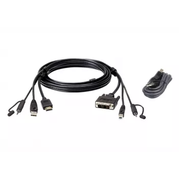 ATEN HDMI naar DVI-D USB USB KVM-kabel met audio; 1,8 m USB HDMI naar DVI-D Secure KVM