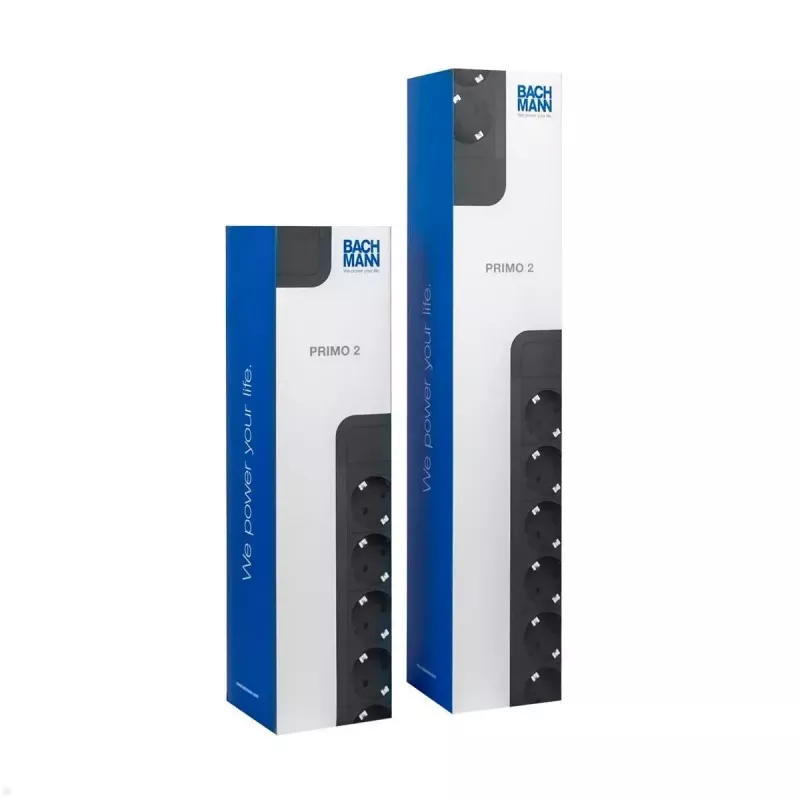 Verlengsnoer Bachmann PRIMO 2 2m 6 AC-uitgangen indoor zwart