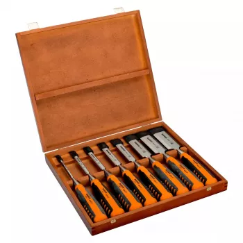 Bahco 424P-S8-EUR steekbeitelset, 8 stk., 6-36 mm, in houten kist