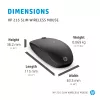 HP 235 slanke draadloze muis, voor beide handen, optisch, RF draadloos, 1600 DPI, zwart