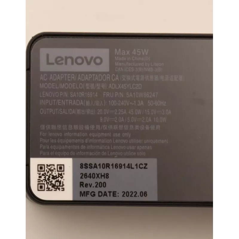 Lenovo 5A10W86247 voeding indoor 45 W zwart