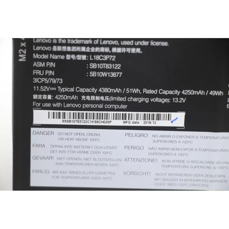 Interne lithium-ion-laptopaccu Lenovo 50Wh 5B10W13877 compatibele modellen