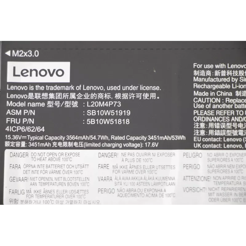 Interne laptopaccu Lenovo 5B10W51818, 54,7 Wh Li-ion
