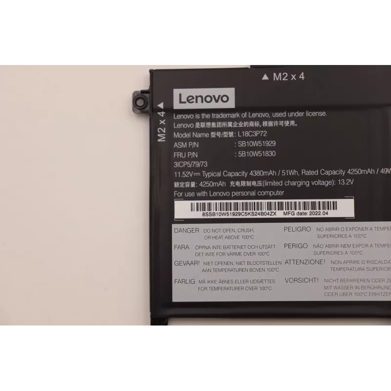 Interne lithium-ion-laptopbatterij Lenovo 50Wh 5B10W51830