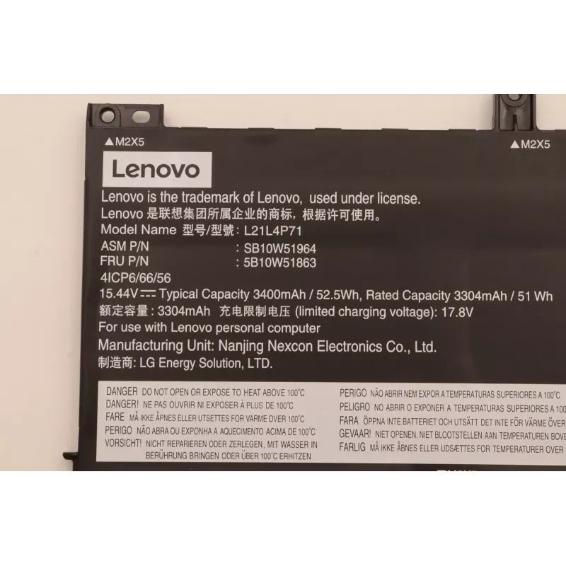Lenovo 5B10W51863 interne laptopbatterij, 4-cels, 52,5 Wh, Li-Ion