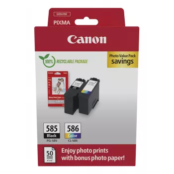Canon PG-585/CL-586 PVP inktpatroon 2 stuks origineel zwart, cyaan, magenta, geel