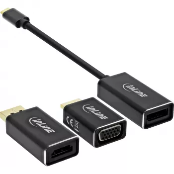 InLine USB-displayconverter set 6-in-1, 4K/60Hz zwart