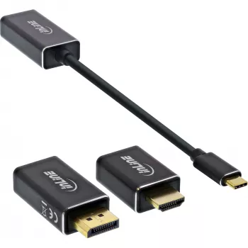 InLine USB-displayconverter set 6-in-1, 4K/60Hz zwart