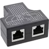 InLine Cat.5e STP T-adapter RJ45-bus naar 2x RJ45-bus zwart
