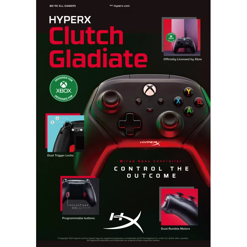 Gamepad HyperX 6L366AA zwart USB bekabeld voor pc Xbox One Series S X