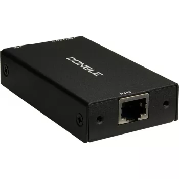Interface-adapter INTER-TECH KT-150D — RJ-45 (bus) naar DVI-D, bedraad, max. 1980×1080, incl. USB-A-naar-B-kabel, metaal, zwart