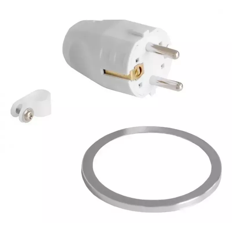 Inbouw-tafelstopcontact Bachmann PIX met 2 m netsnoer, wit, Ø 6,8 cm, hoogte 50 mm