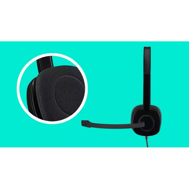 Logitech H151 stereoheadset met ruisonderdrukkende microfoon, bedraad, zwart