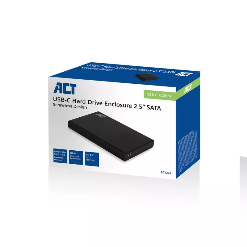 HDD/SSD-behuizing ACT AC1225 2,5 inch SATA USB-C 3.2 Gen2 zwart