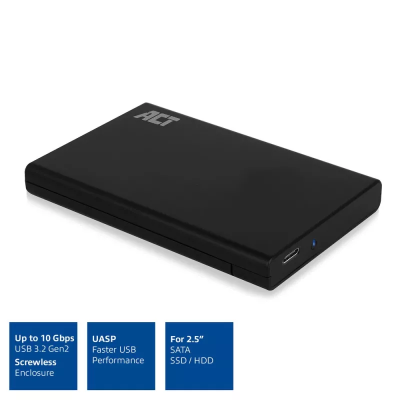 HDD/SSD-behuizing ACT AC1225 2,5 inch SATA USB-C 3.2 Gen2 zwart