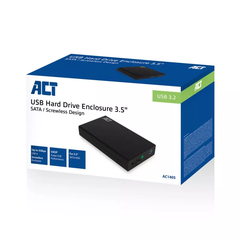HDD/SSD-behuizing ACT AC1405 3,5 inch SATA USB 3.2 Gen1 zwart