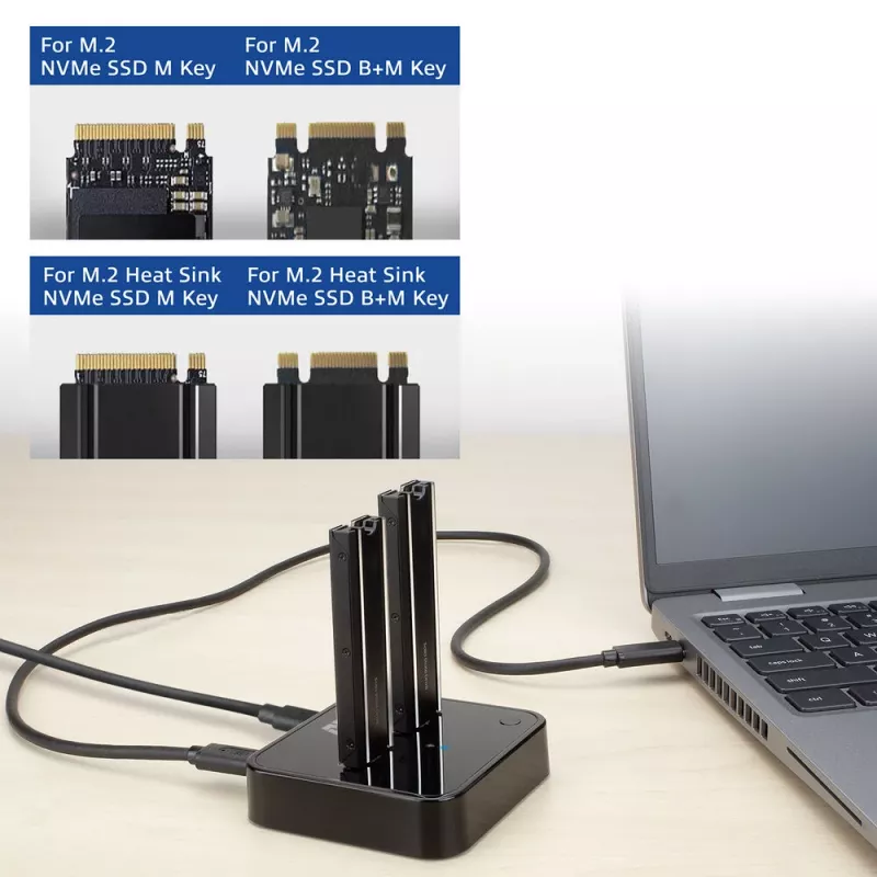 ACT M.2 NVMe/PCIe dual-SSD-docking-kloonstation, USB-C 3.2 Gen2