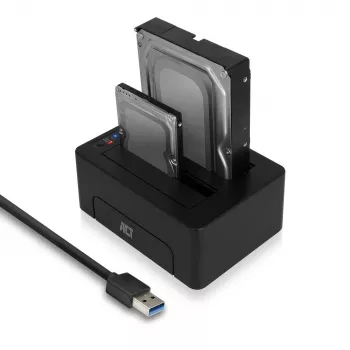 ACT 2,5 inch en 3,5 inch SATA dual-HDD/SSD-dockingstation, USB 3.2 Gen1