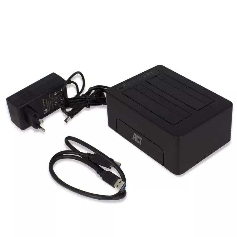 ACT 2,5 inch en 3,5 inch SATA dual-HDD/SSD-dockingstation, USB 3.2 Gen1