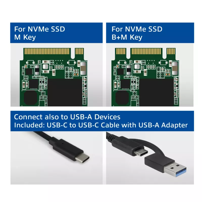 SSD-behuizing ACT AC1615 USB-C M.2 NVMe PCIe 10 Gbit/s zwart