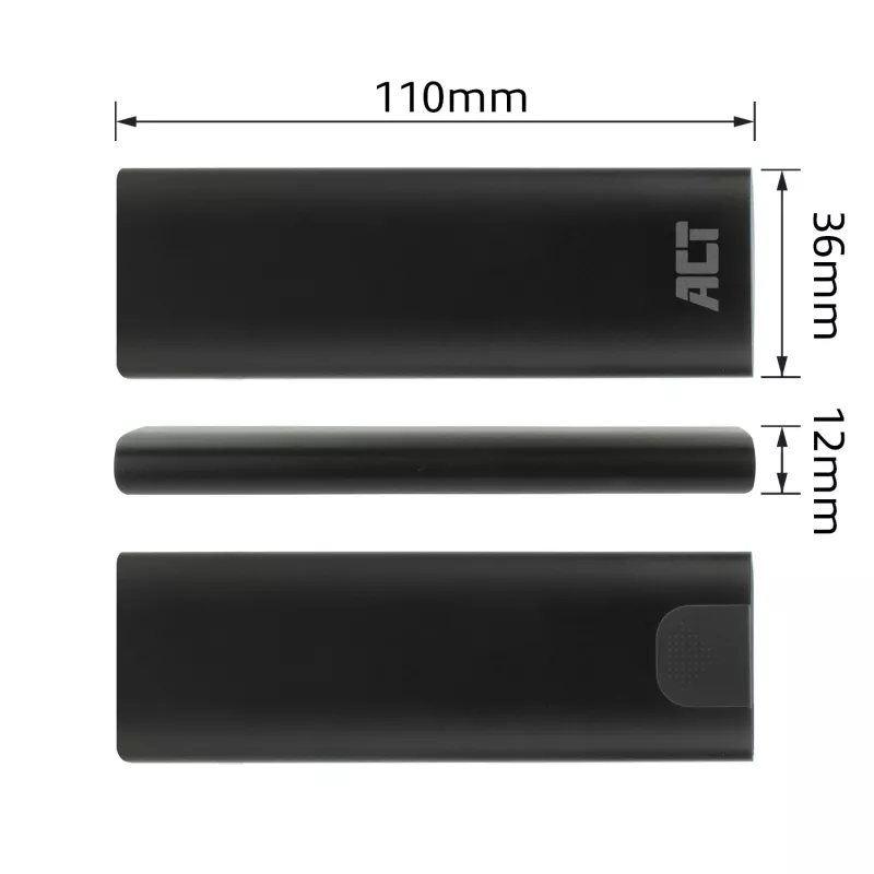 SSD-behuizing ACT AC1615 USB-C M.2 NVMe PCIe 10 Gbit/s zwart