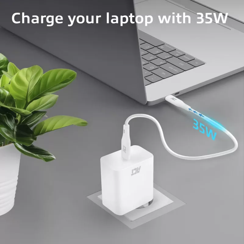 USB-C oplader ACT 35W Power Delivery PPS GaNFast universeel