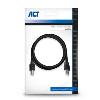 ACT USB 2.0 verbindingskabel A-stekker - B-stekker 1,8 meter