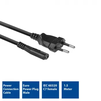 ACT netkabel Euro-stekker - C7-koppeling zwart 1,5 m