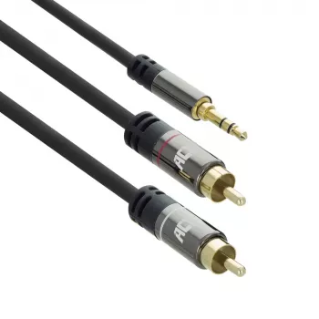 ACT 5 meter hoogwaardige audioverbindingskabel 1x 3,5 mm jackstekker – 2x cinchstekker