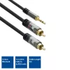 ACT 5 meter hoogwaardige audioverbindingskabel 1x 3,5 mm jackstekker – 2x cinchstekker