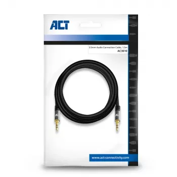 ACT 1,5 m hoogwaardige stereo-audioverbindingskabel 3,5-mm-jack stekker – stekker