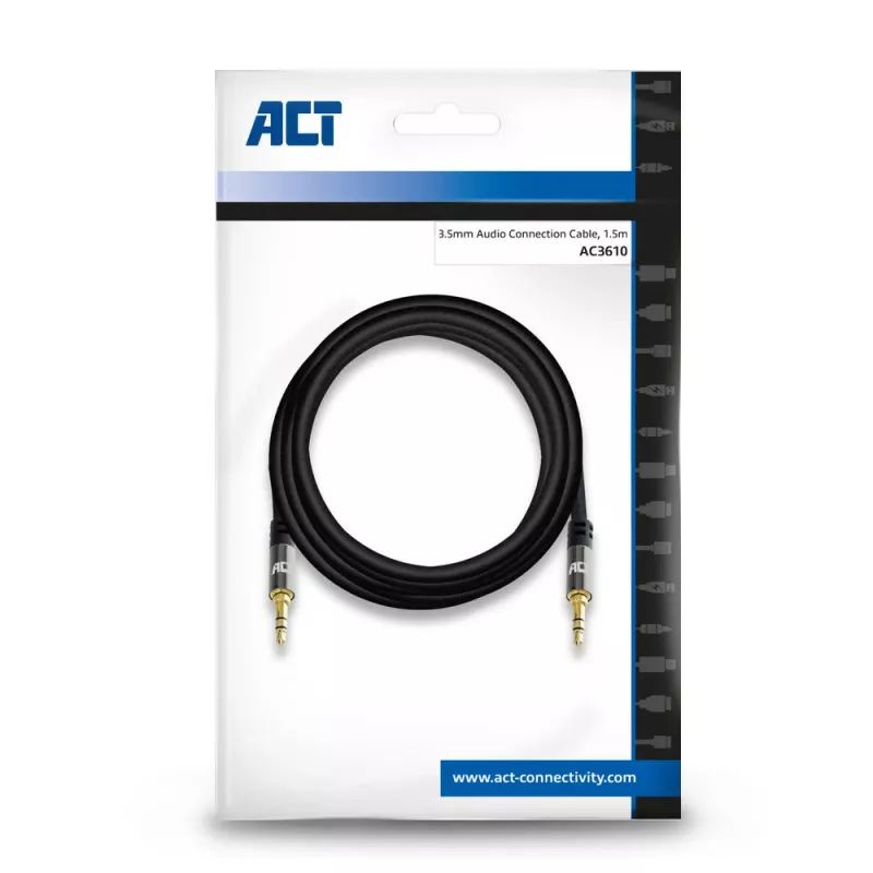 ACT 1,5 m hoogwaardige stereo-audioverbindingskabel 3,5-mm-jack stekker – stekker