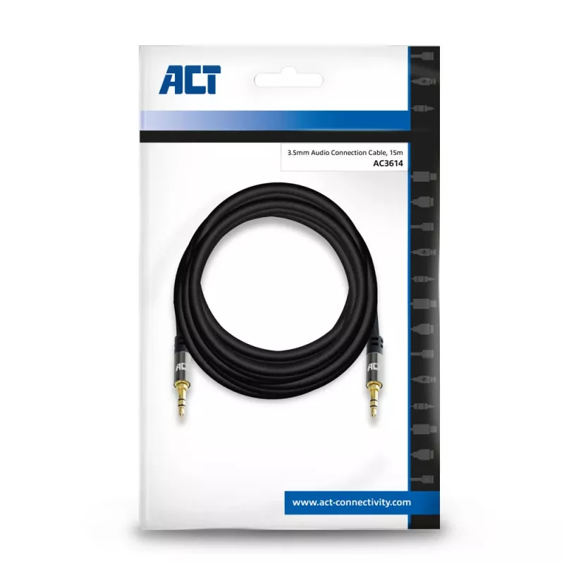 ACT 15 meter hoogwaardige audio-verbindingskabel 3,5 mm jackstekker stekker - stekker